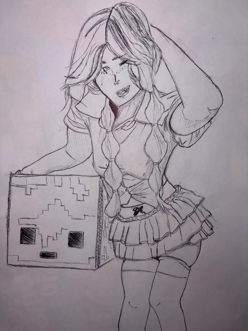 Girl with Pixel Box