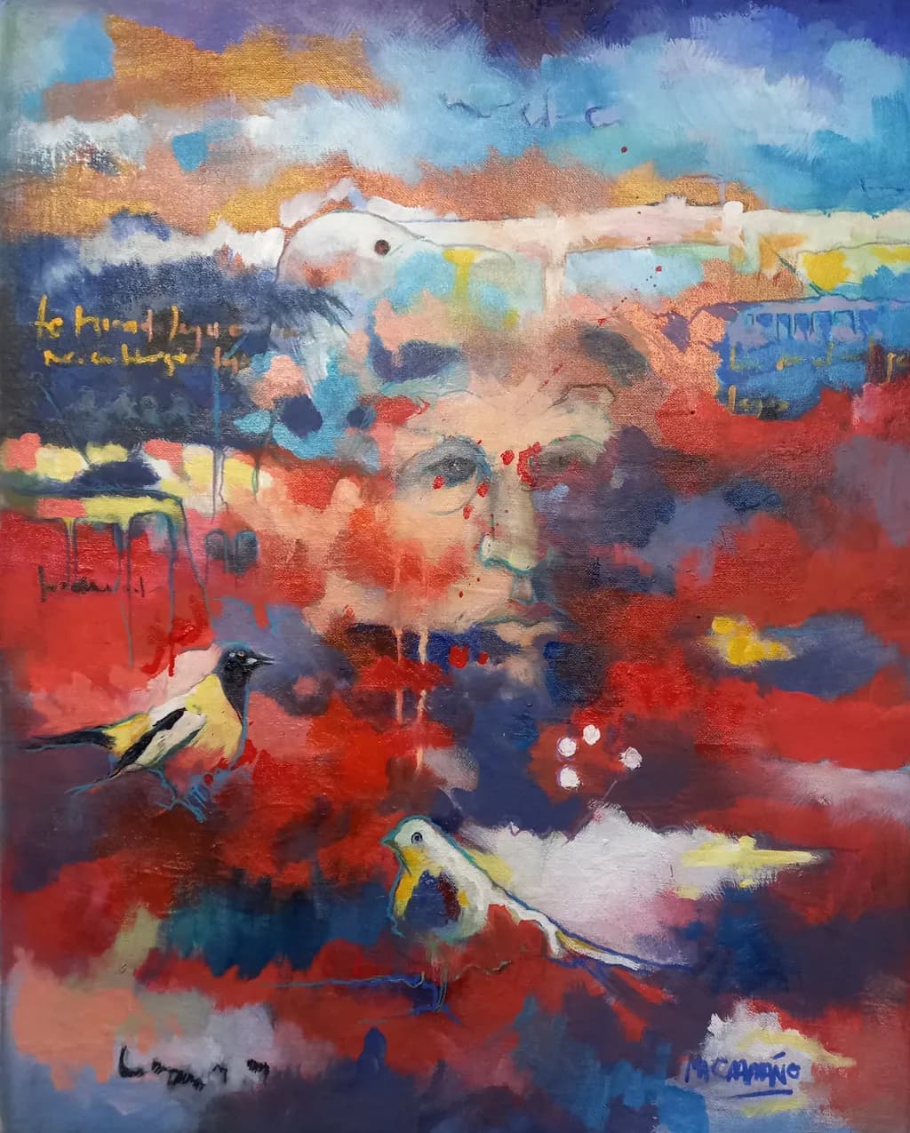 Abstract Portrait with Birds