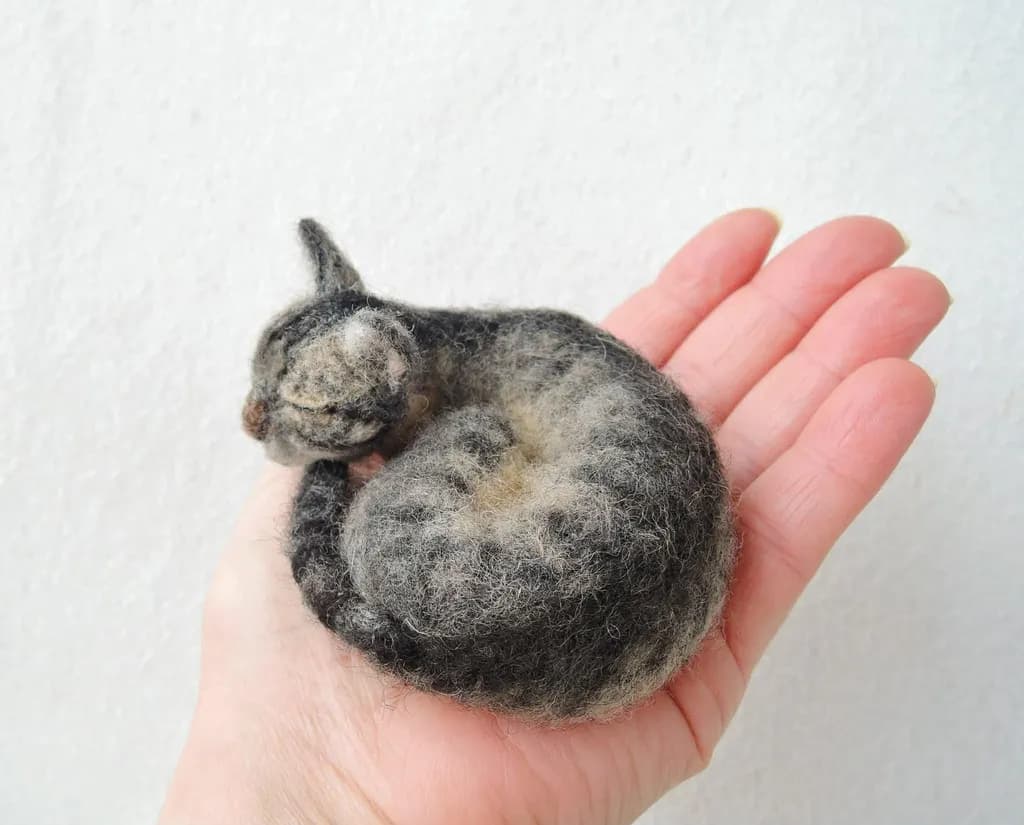 Miniature Felted Cat