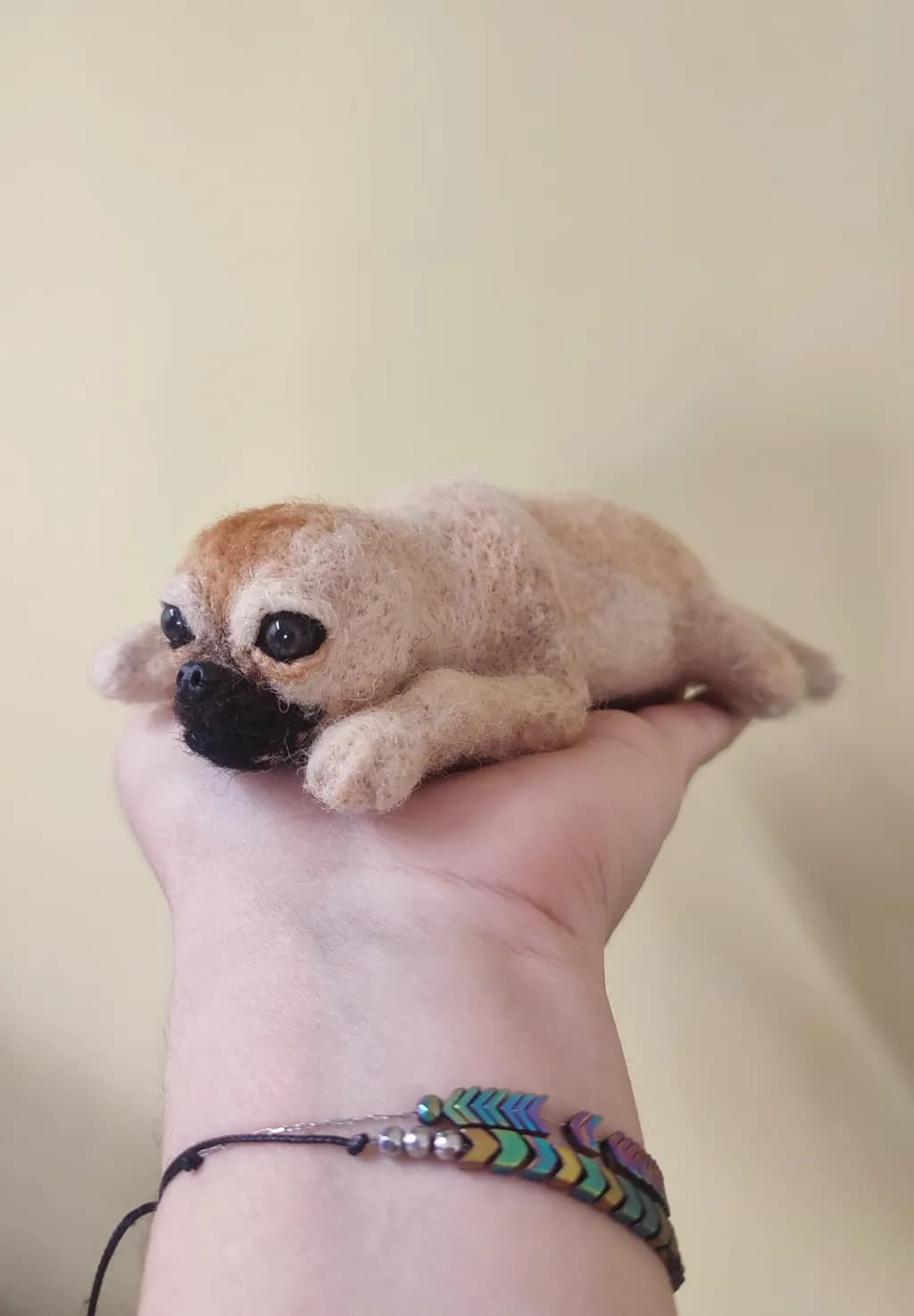 Miniature Pug Felt Sculpture