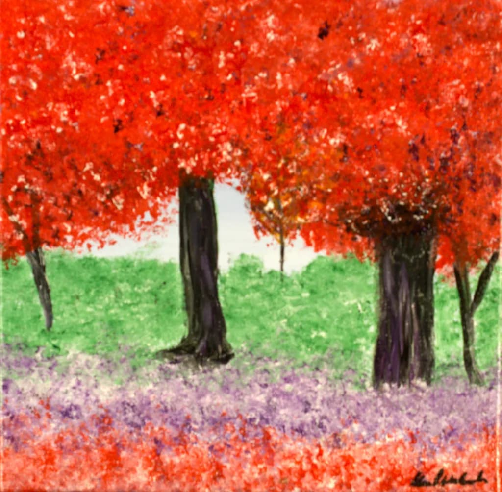 Red Trees Landscape