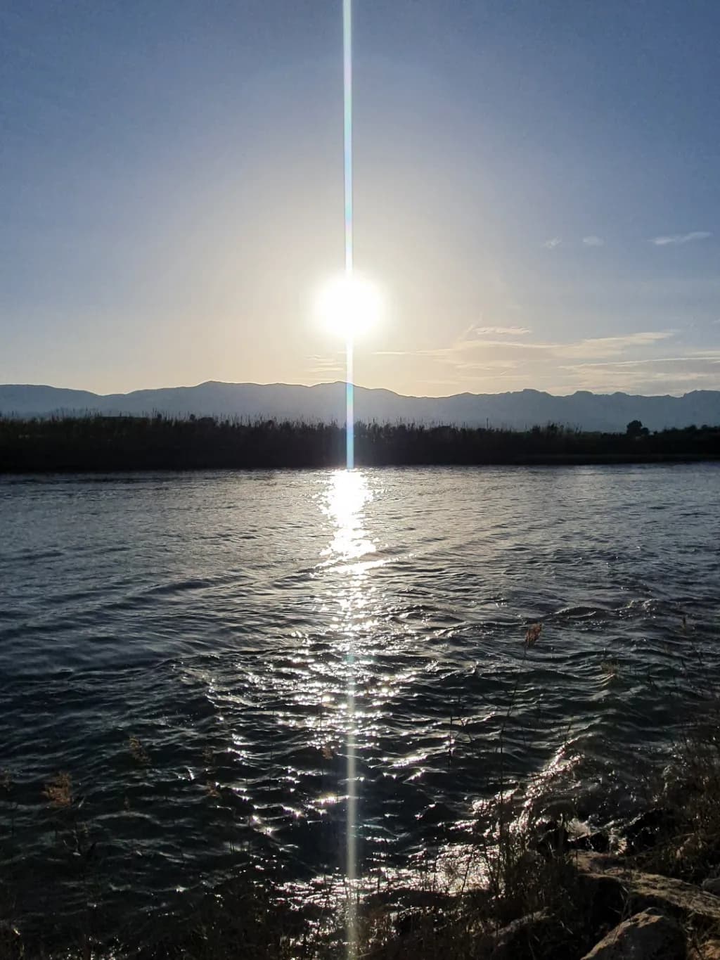Sunlit River Reflection