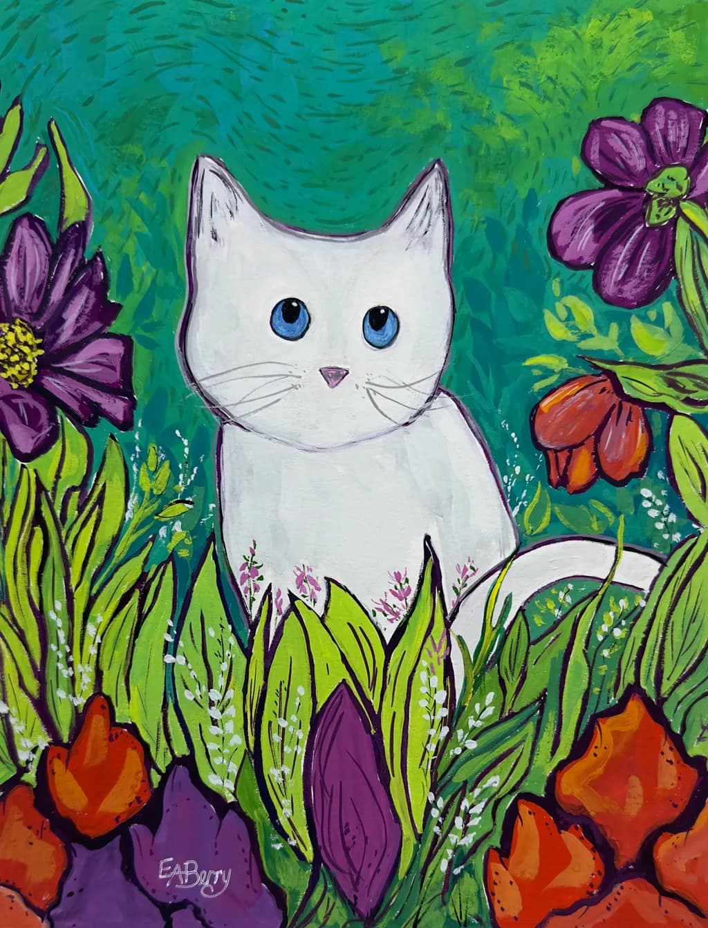 Cat Among Flowers