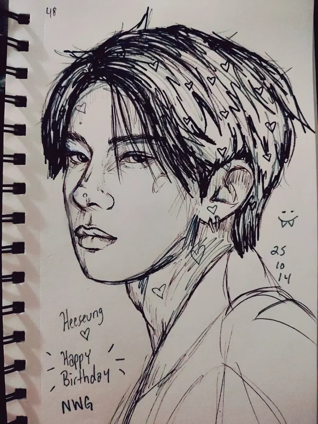 Contemplative Ink Portrait