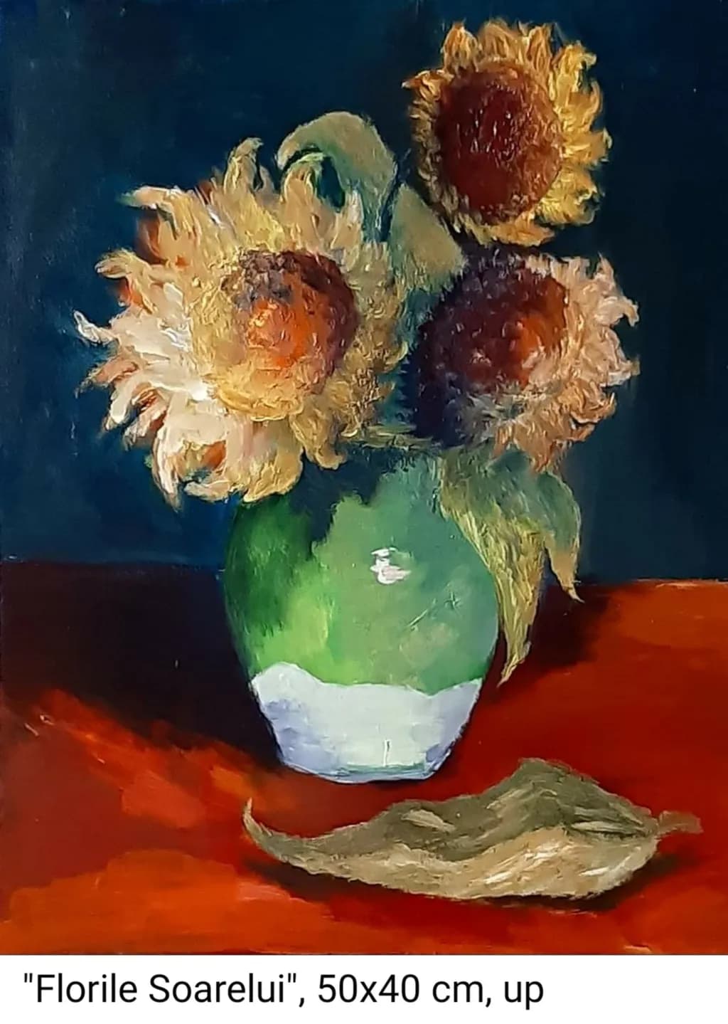 Sunflowers in Green Vase