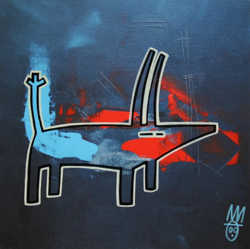 Abstract Dog Red Blue
