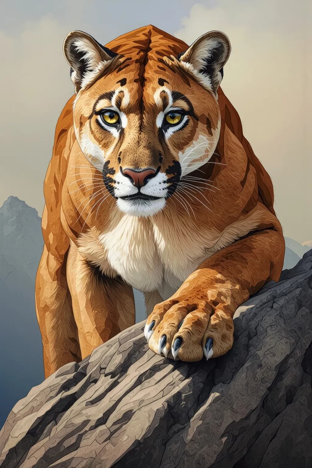Cougar on Rocky Ledge