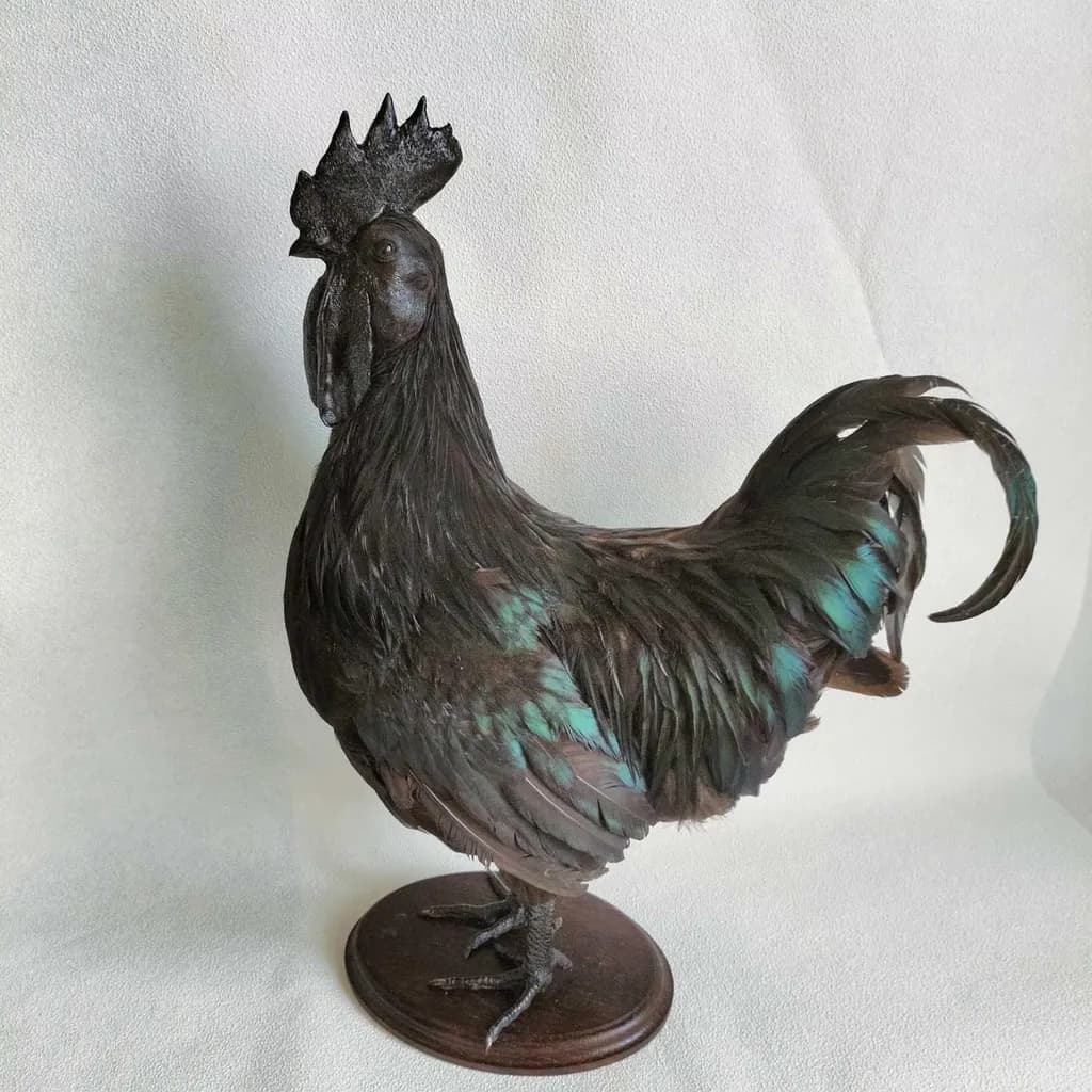 Iridescent Rooster Sculpture