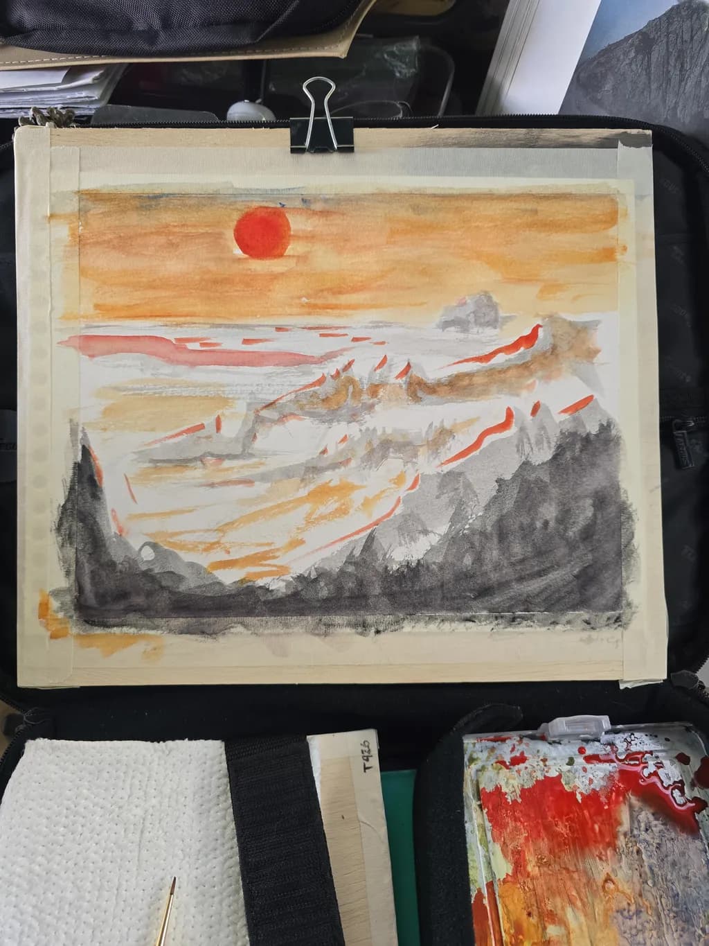 Crimson Dusk Landscape