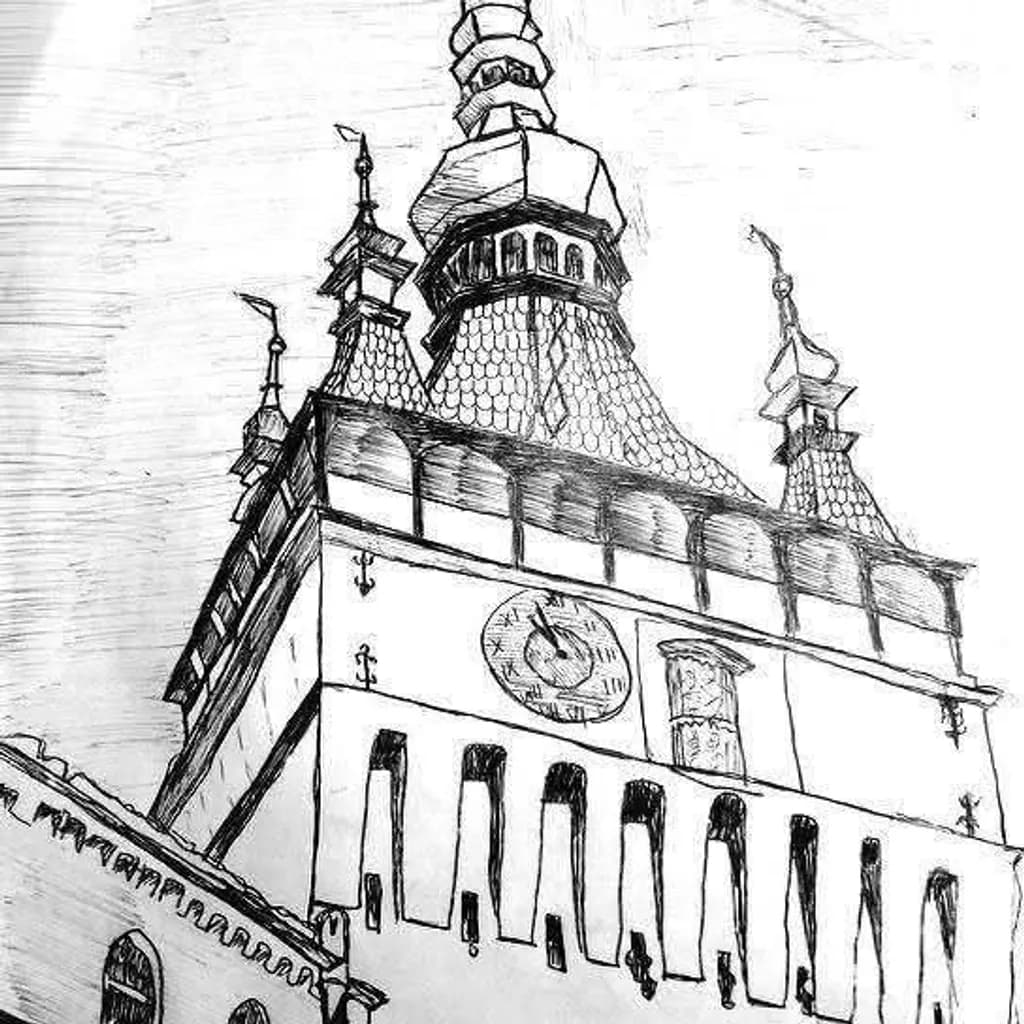 Medieval Clocktower Sketch
