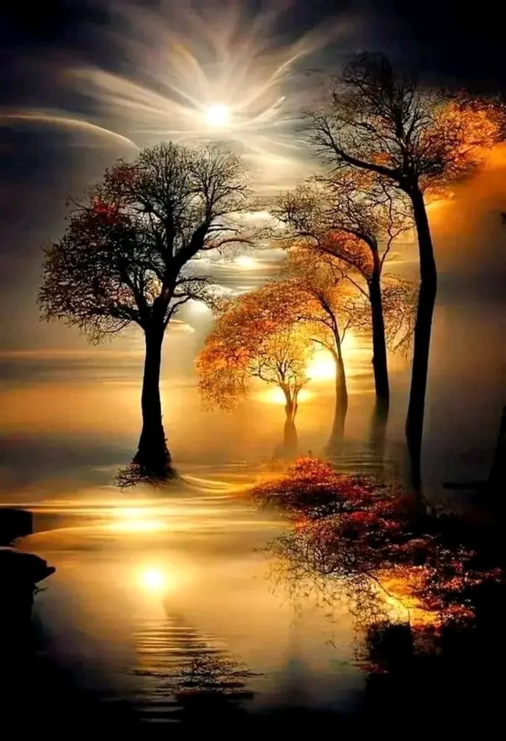 Golden Twilight Reflections