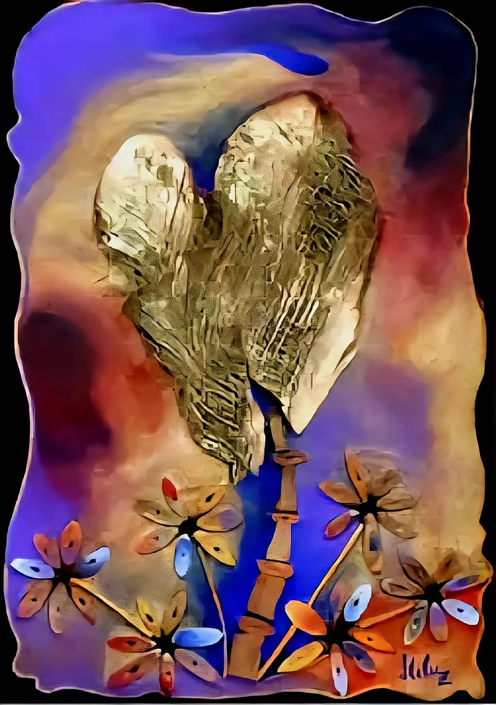 Textured Heart Bloom