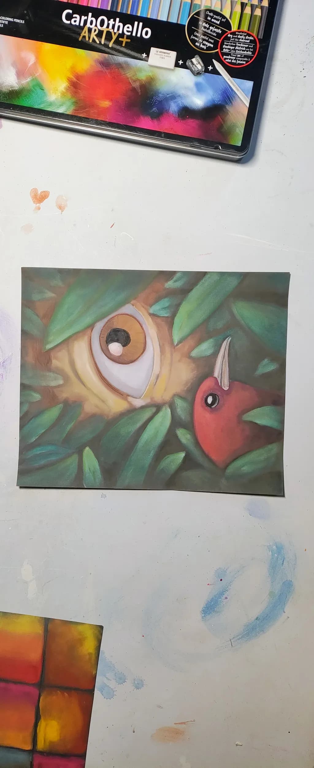 Eye and Bird in Leaves