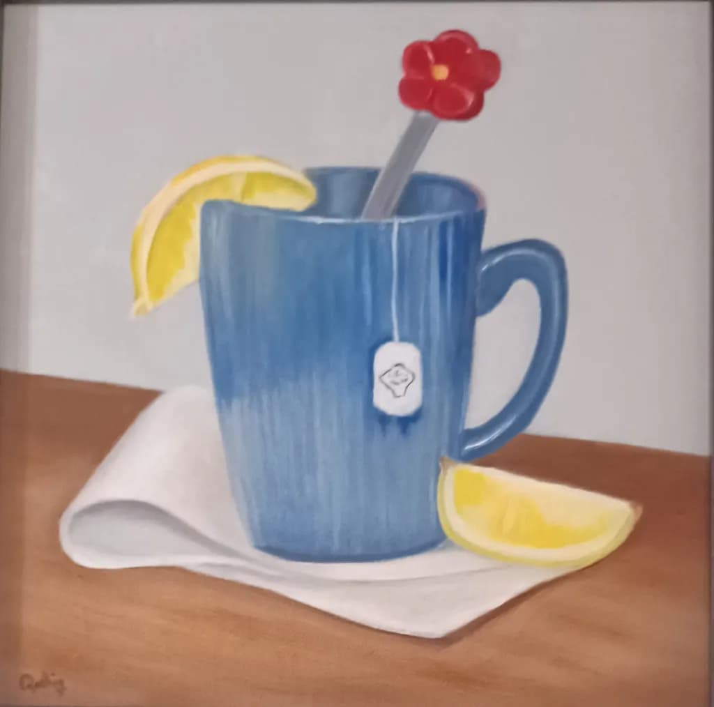 Blue Tea Cup with Lemon