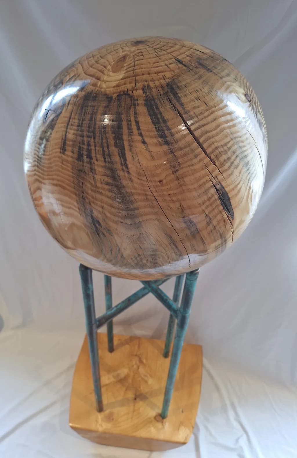Wood Sphere on Stand