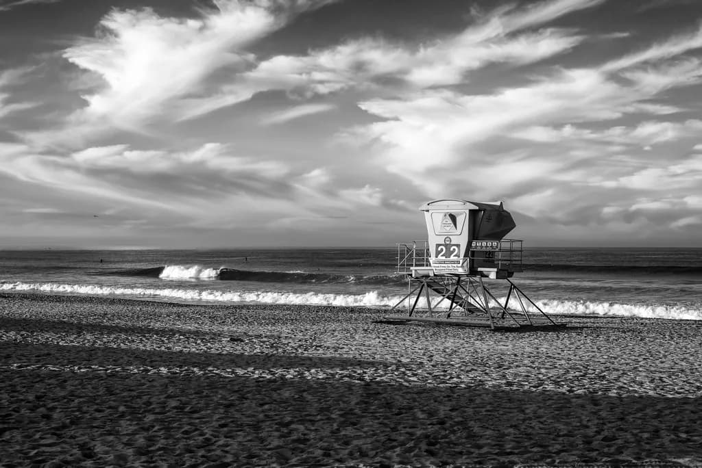 Coastal Lifeguard Tower Monochrome - Carlsbad State Beach