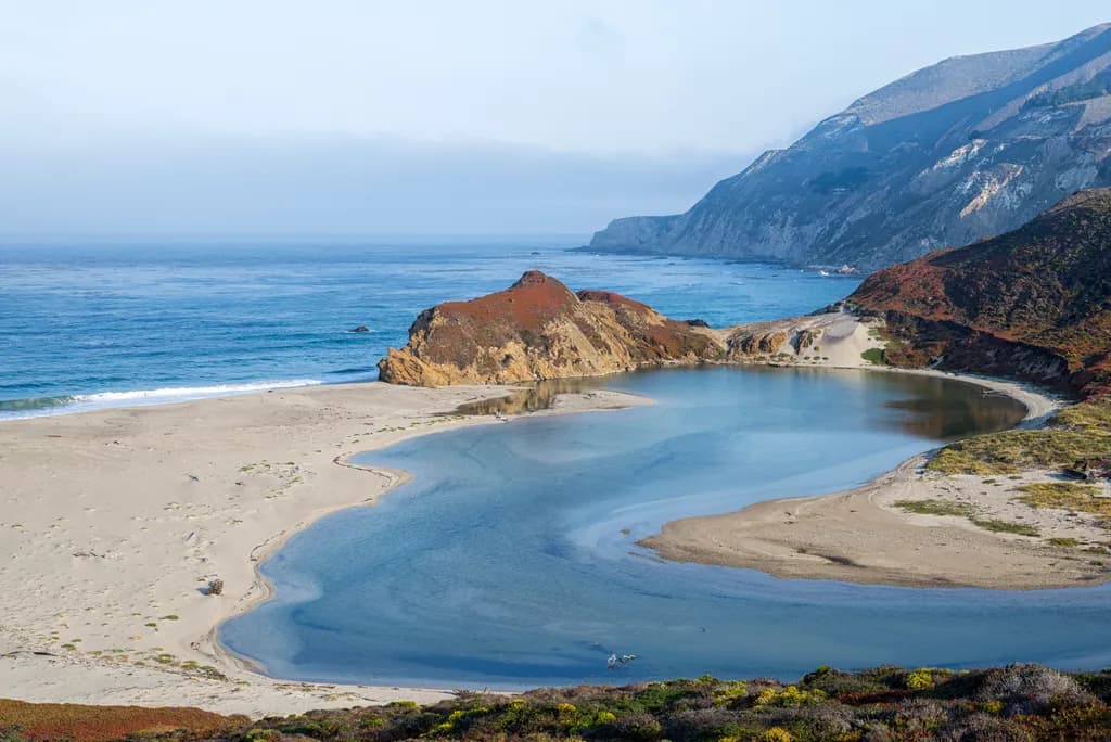 Scenic Little Sur River Beach - Big Sur, California