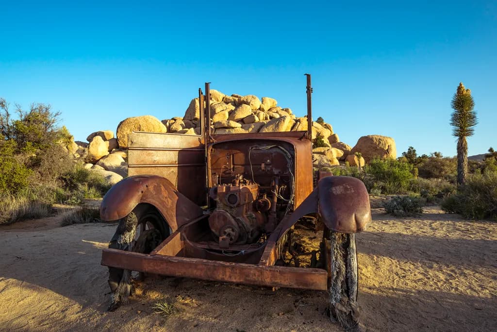 Abandoned Rusted Car in Desert - Joshua Tree National Park