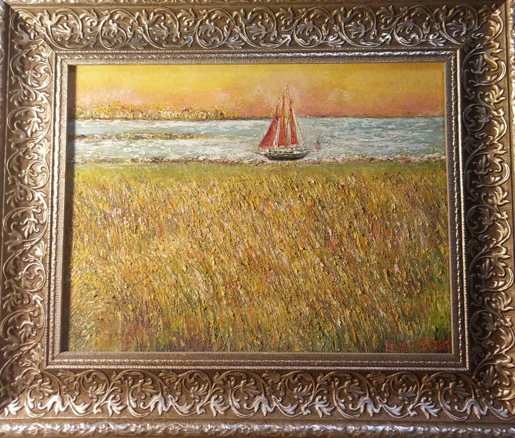 Red Sailboat Seascape