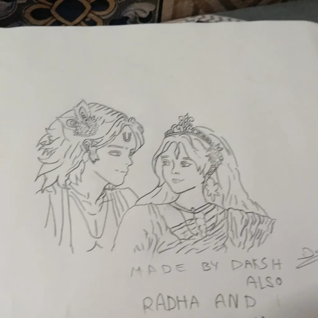 Radha and Krishna Sketch