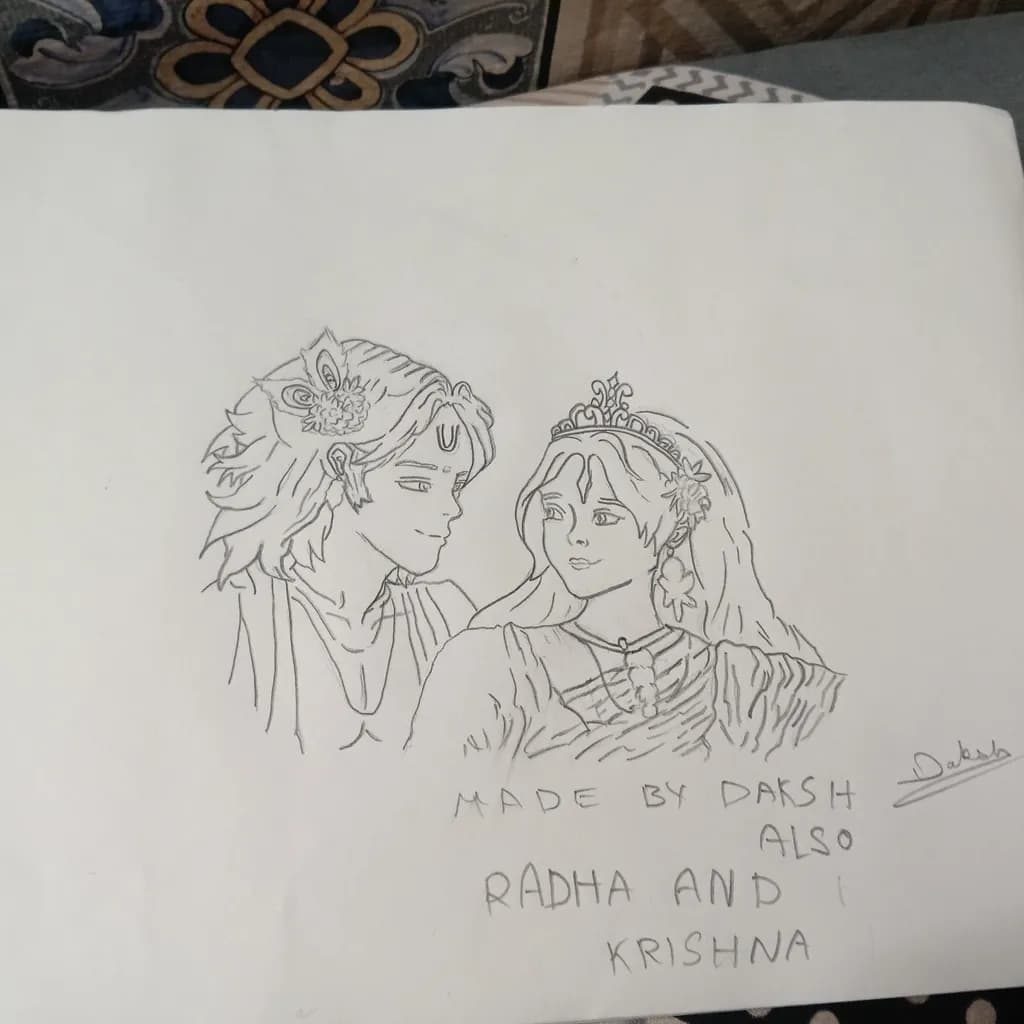 Radha and Krishna Sketch