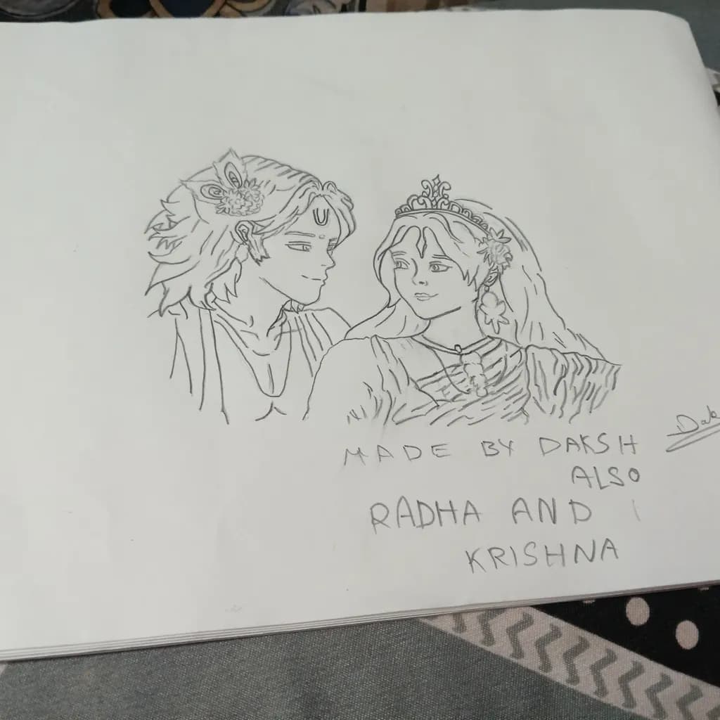 Radha and Krishna Sketch