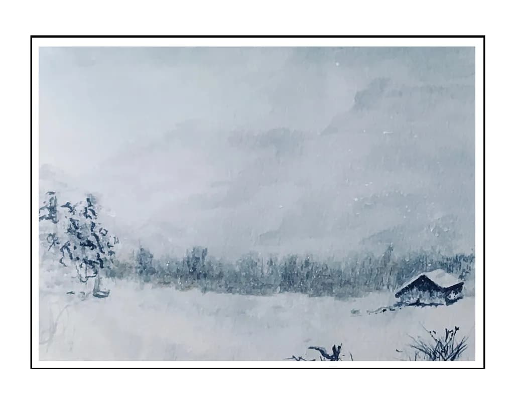 Winter Cabin Landscape