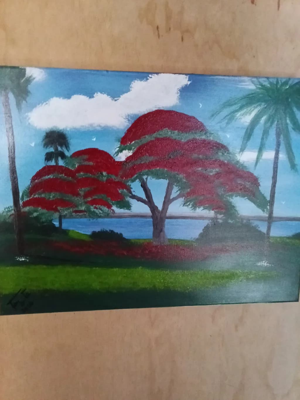 Red Trees by the Water