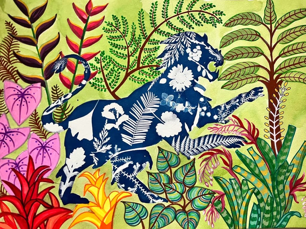 Floral Panther in Jungle