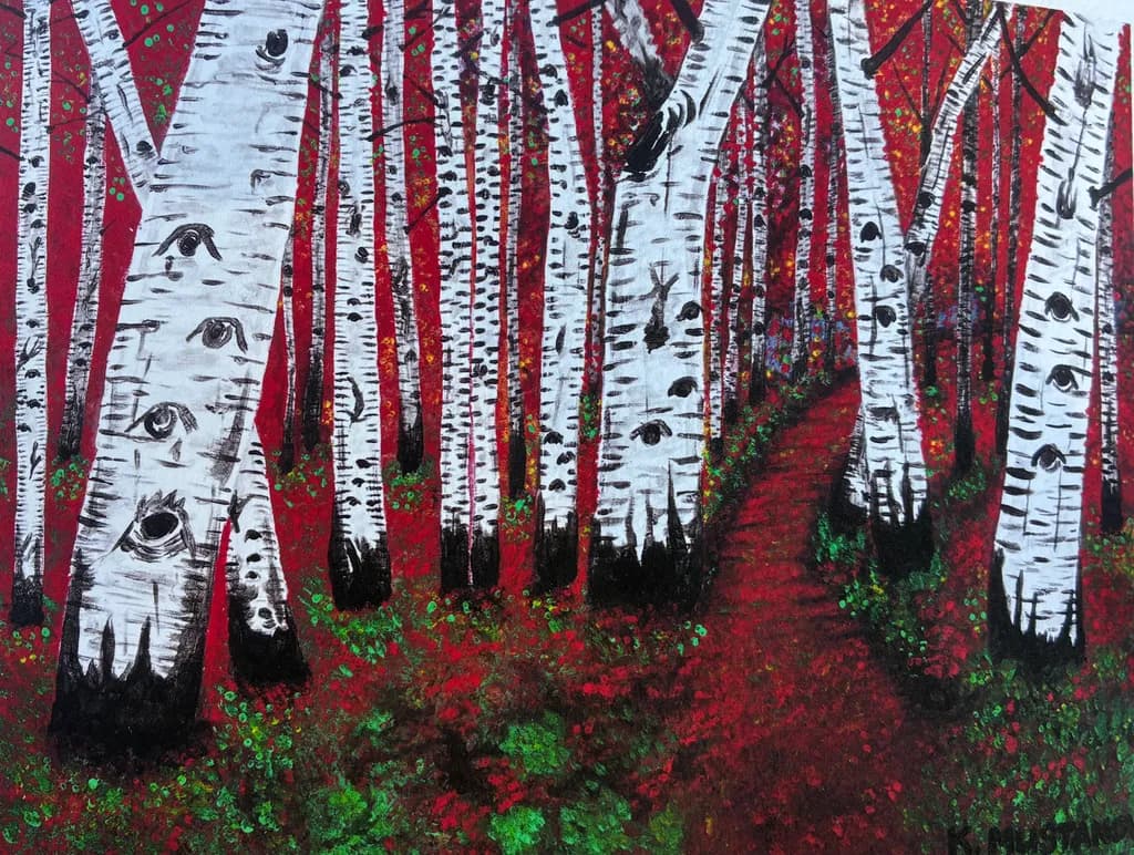 Crimson Birch Path
