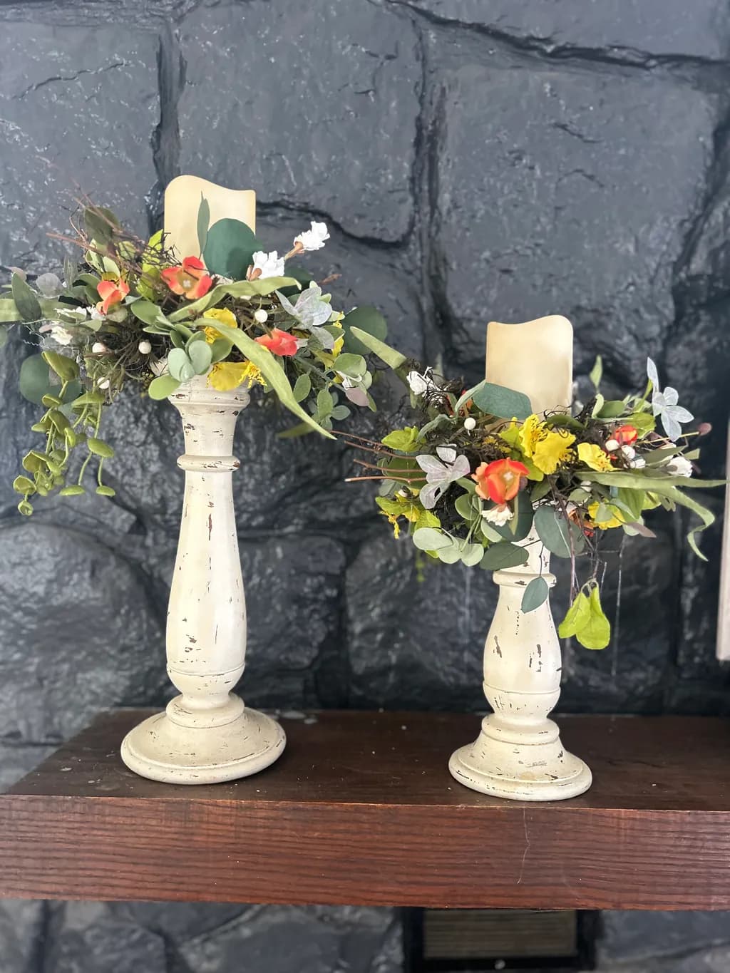 Rustic Floral Candleholders