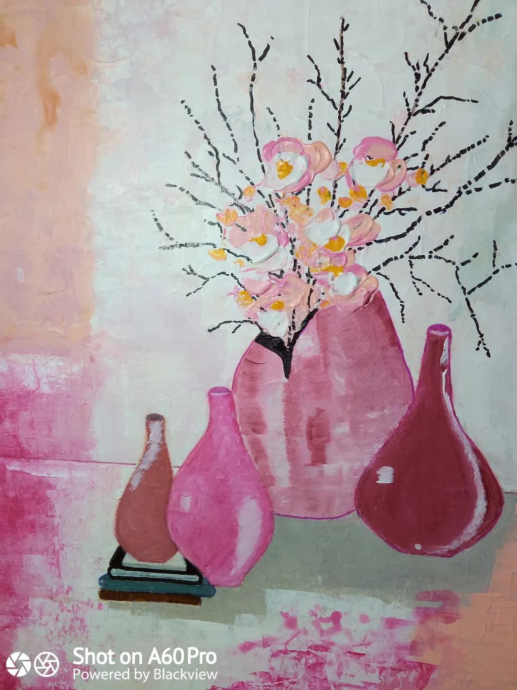 Jarra com Flores Cor de Rosa 50x50 cm 50€