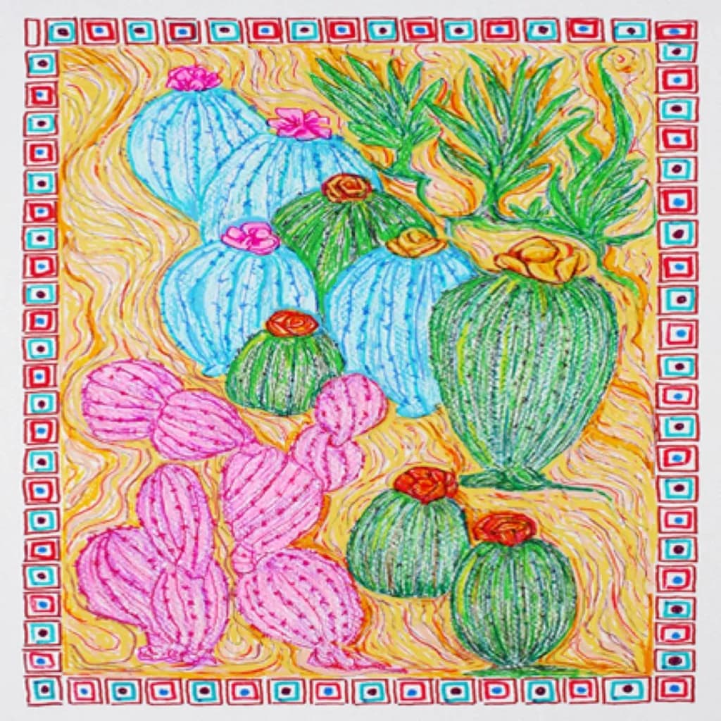 Colorful Cacti Mosaic