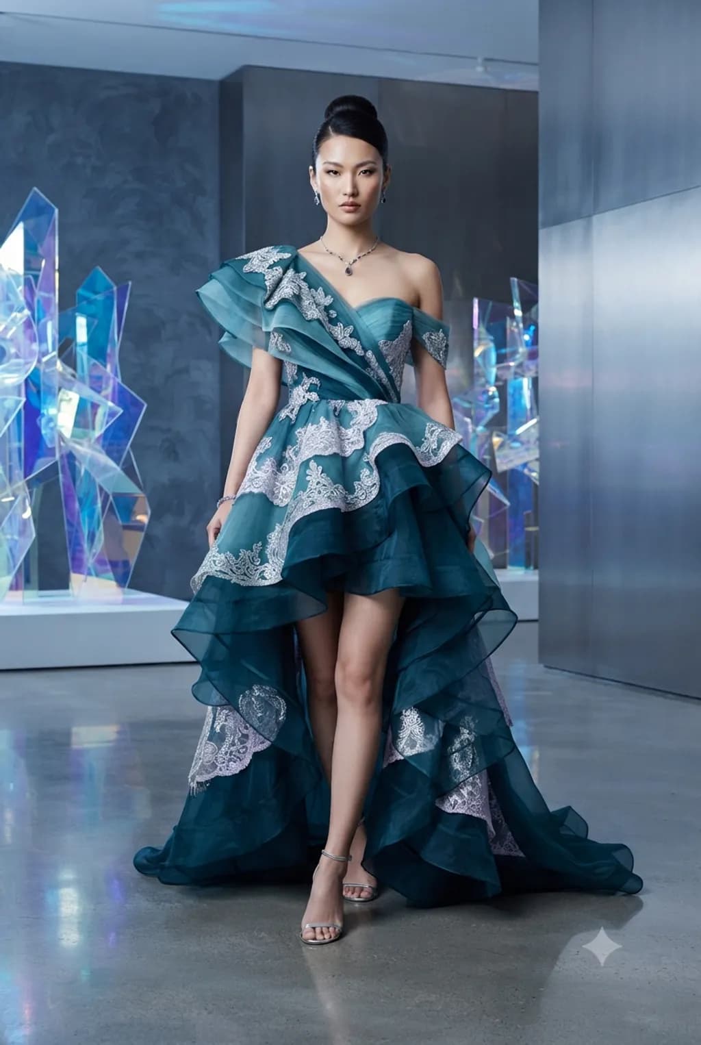 Blue Cascade Gown