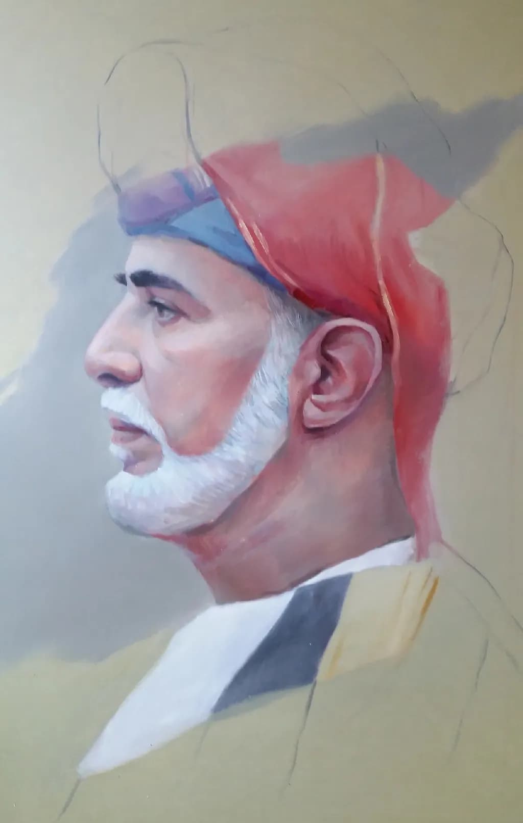 Profile of a Man with Red Headscarf