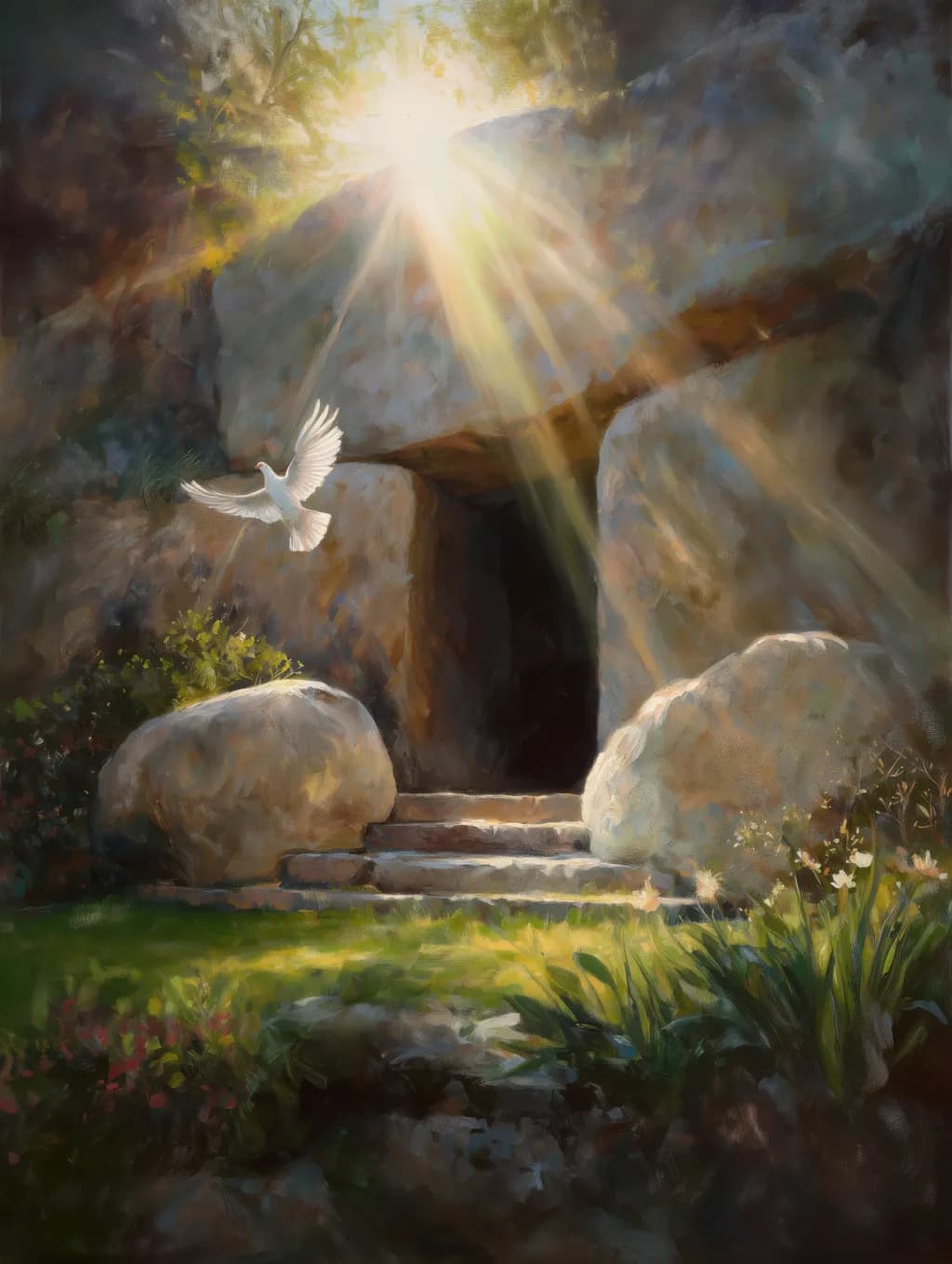 Sunlit Stone Entrance
