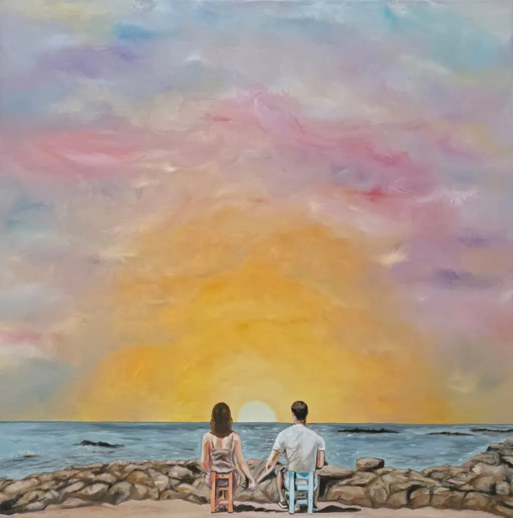 Seated by the Ocean Sunset