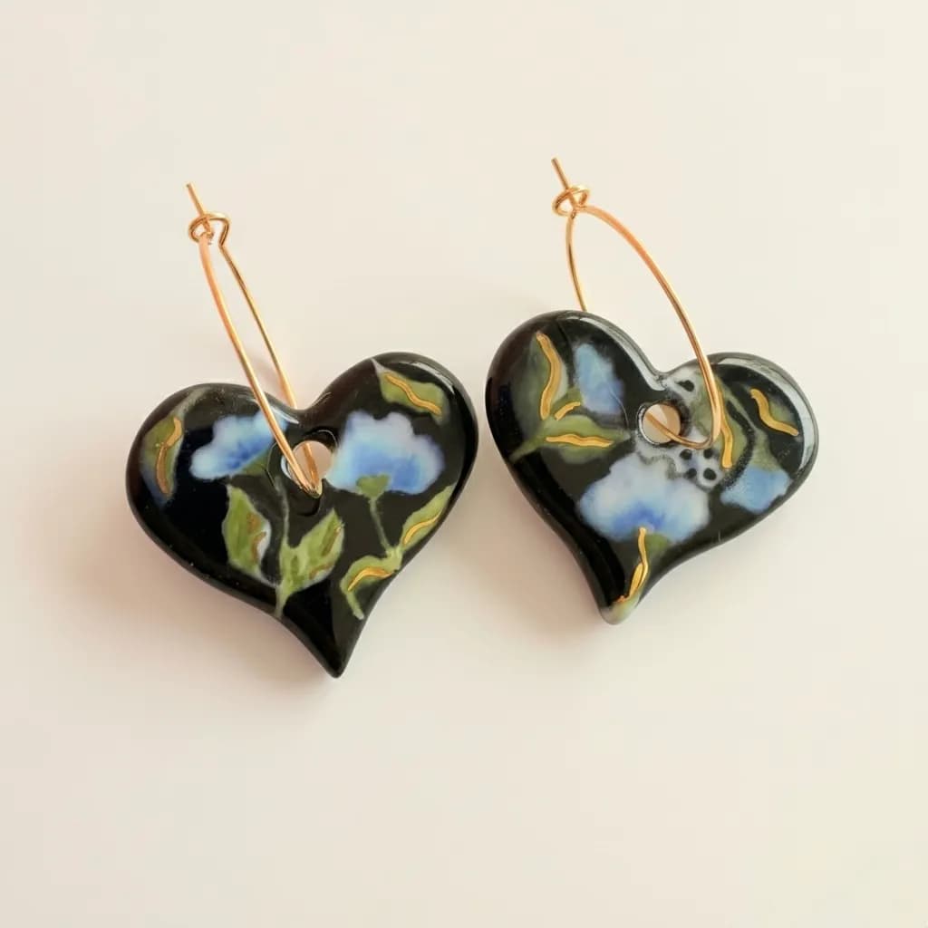 Floral Heart Hoops
