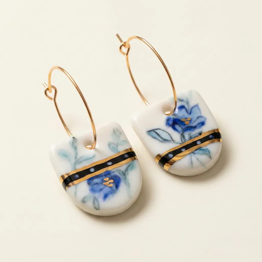 Blue Blossom Hoops