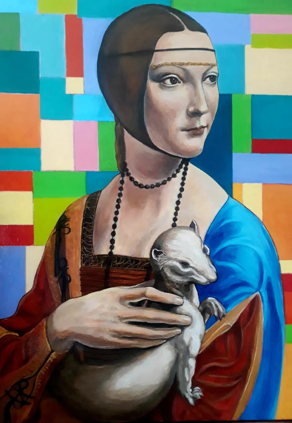 Geometric Lady with Ferret