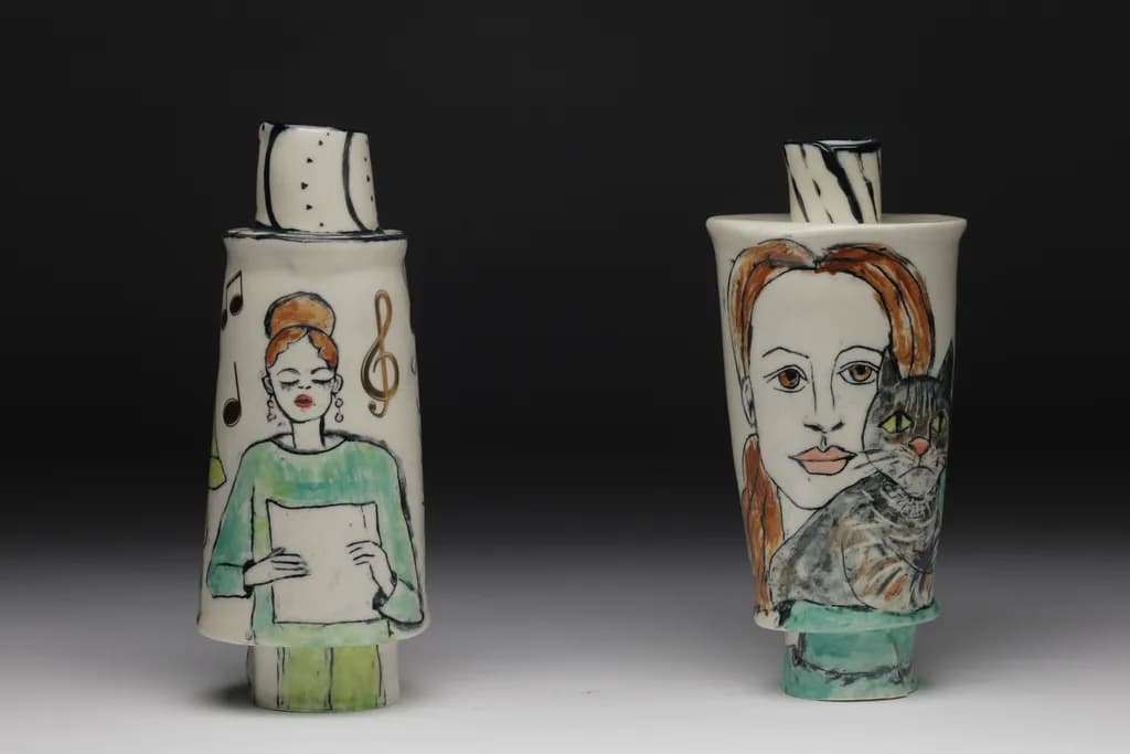 Musician, Girl, and Cat Vessel