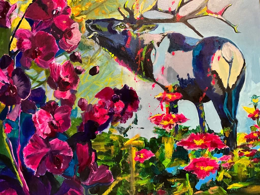 Floral Elk Encounter