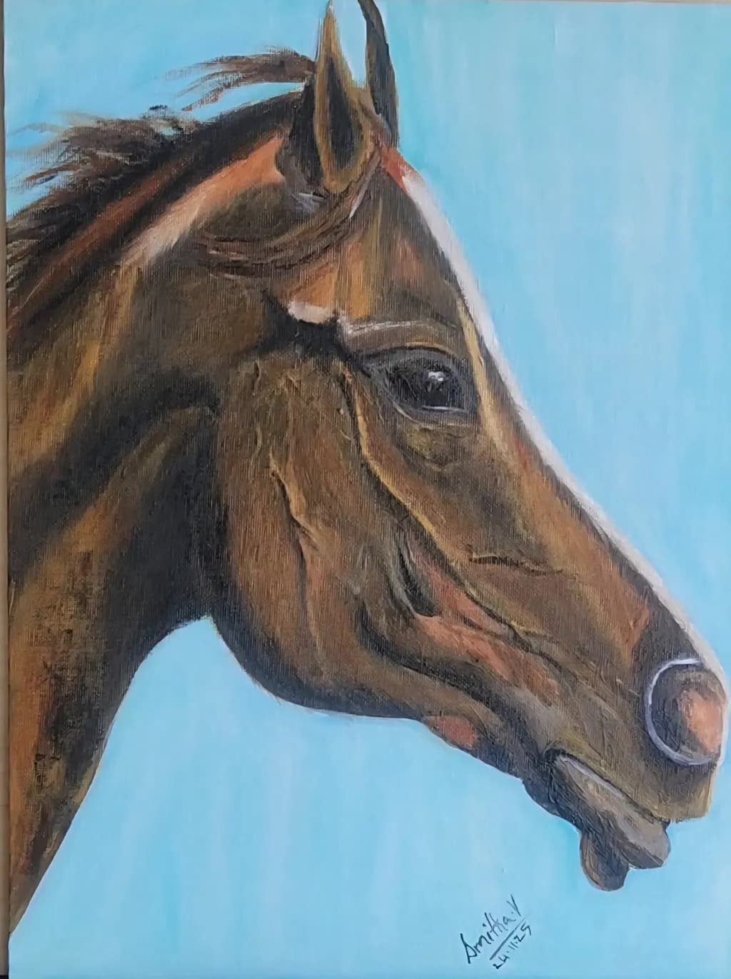 Horse Profile on Blue