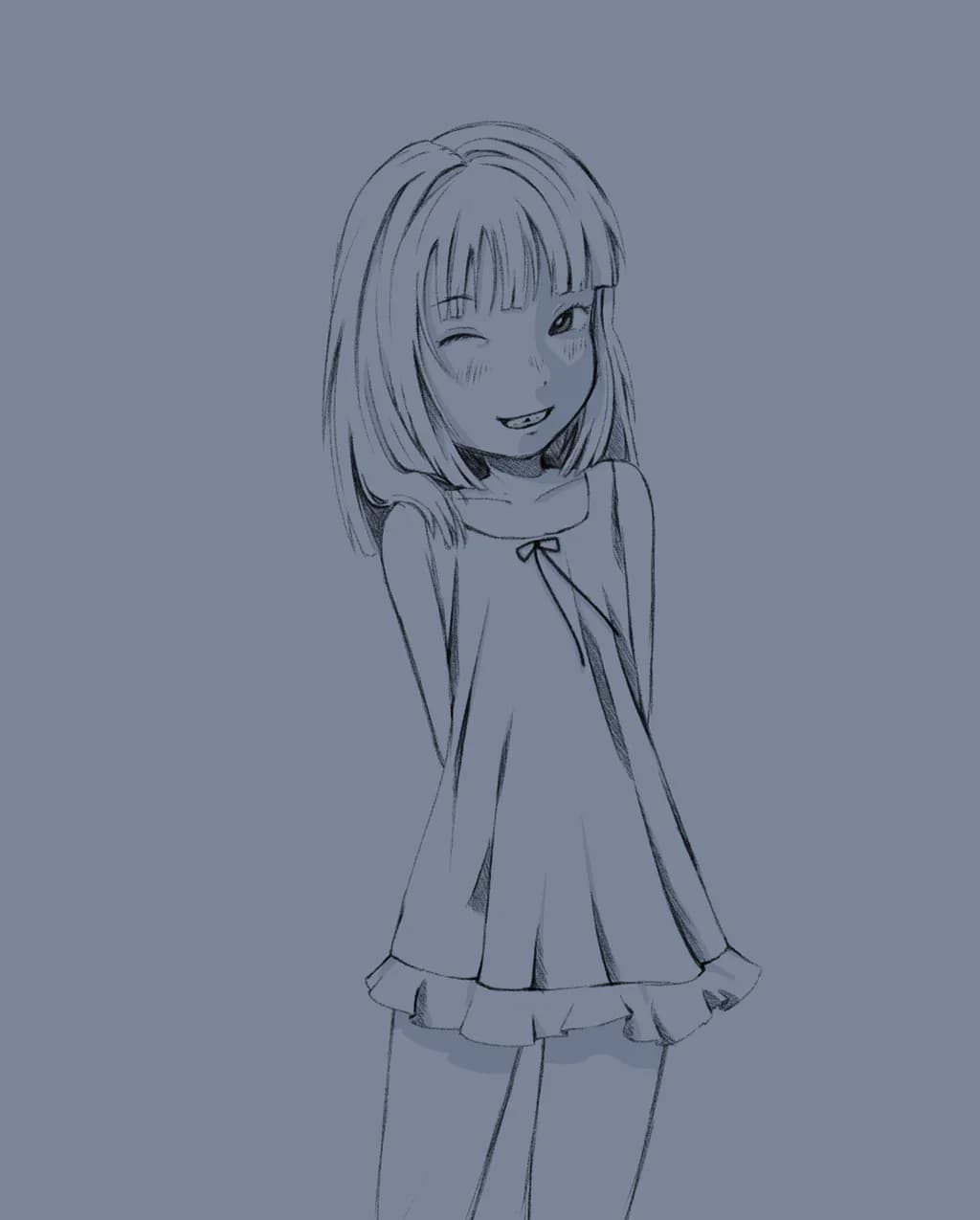 Winking Girl Sketch