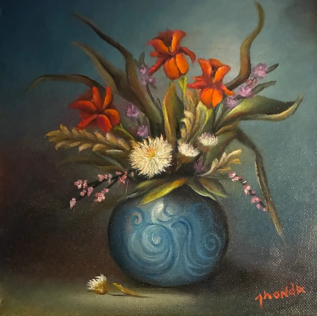 Blue Vase with Flowers