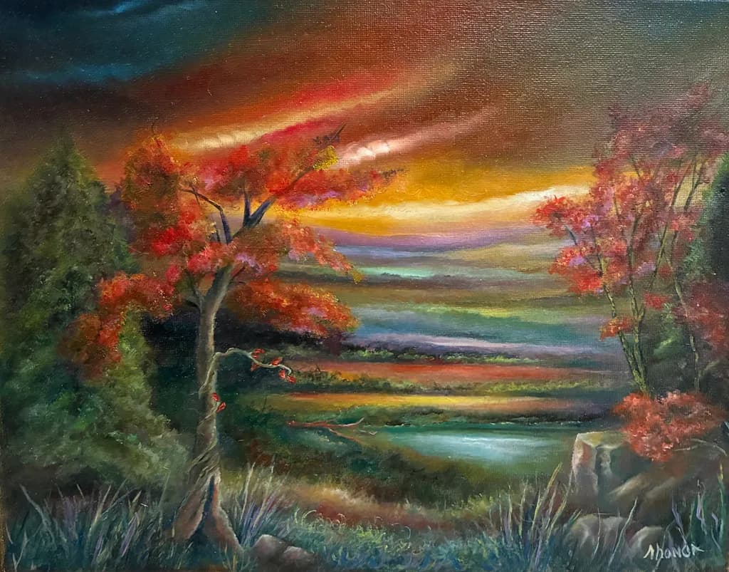 Autumn Trees at Dusk