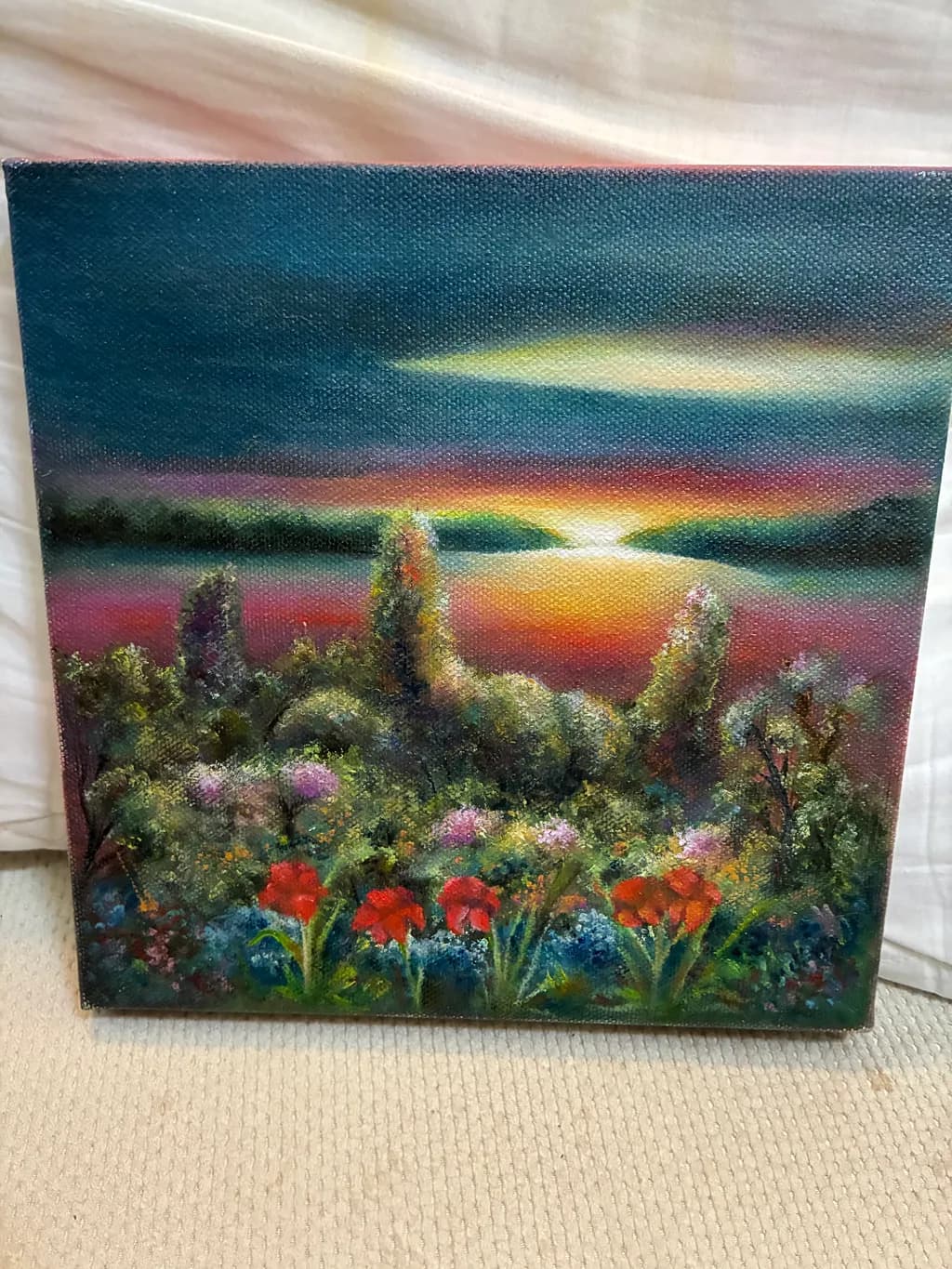 Sunset Over Flowers