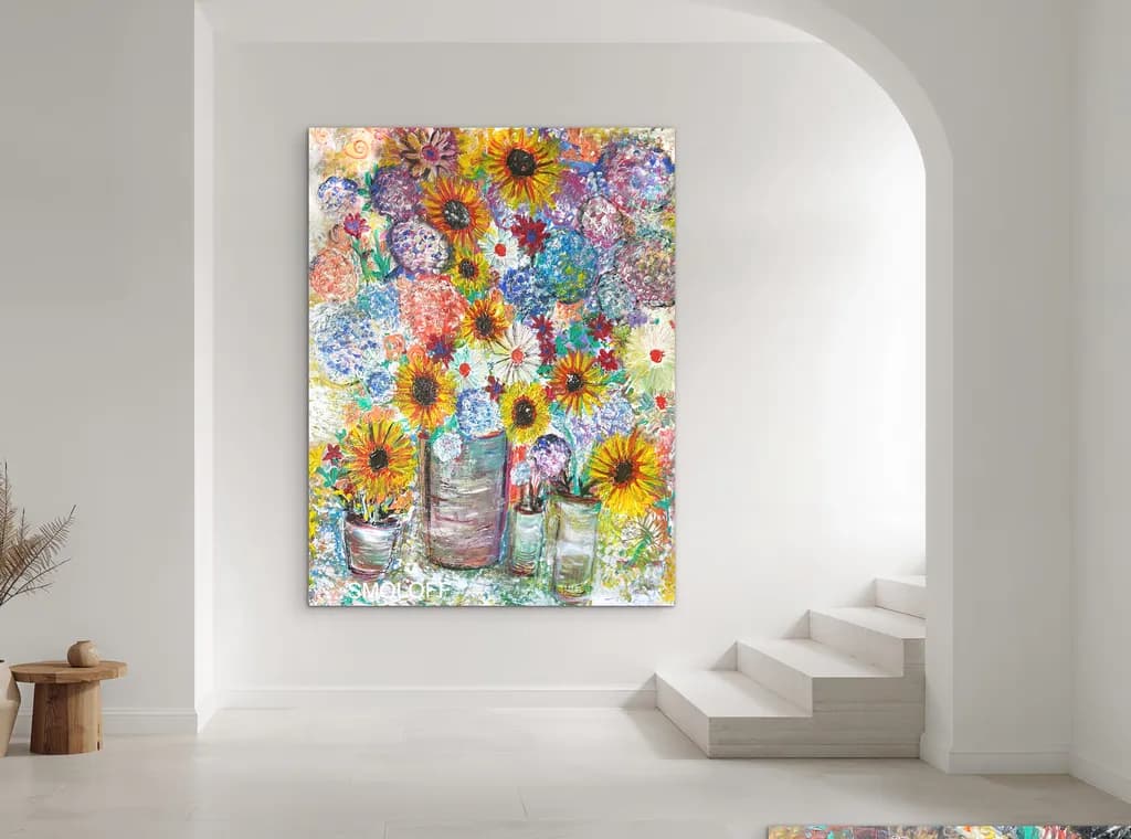 Colorful Floral Staircase Painting