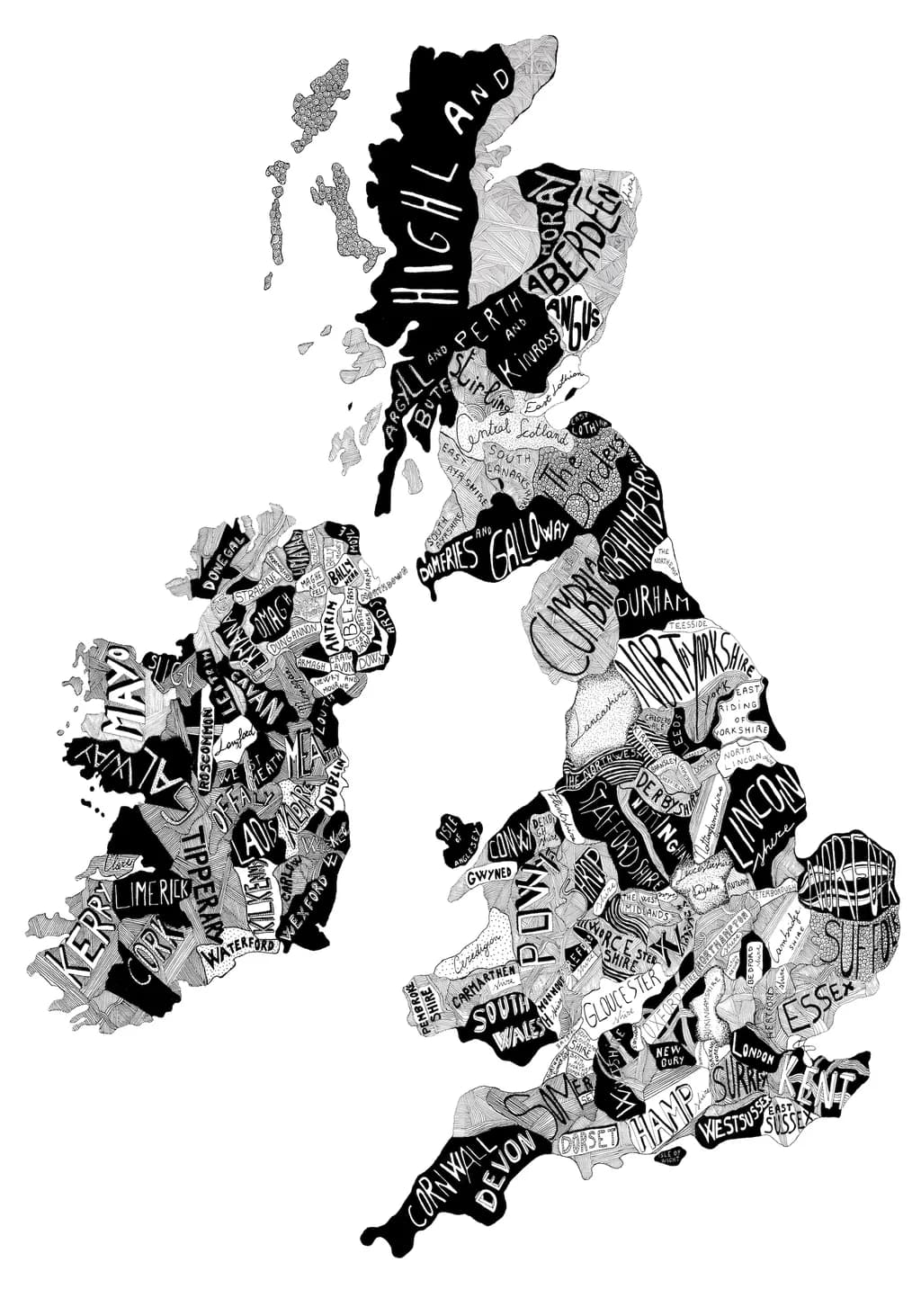 England Typography Map