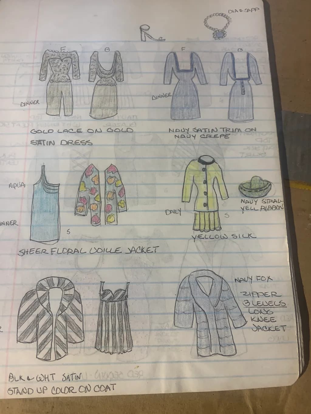Vintage Evening Apparel Sketches